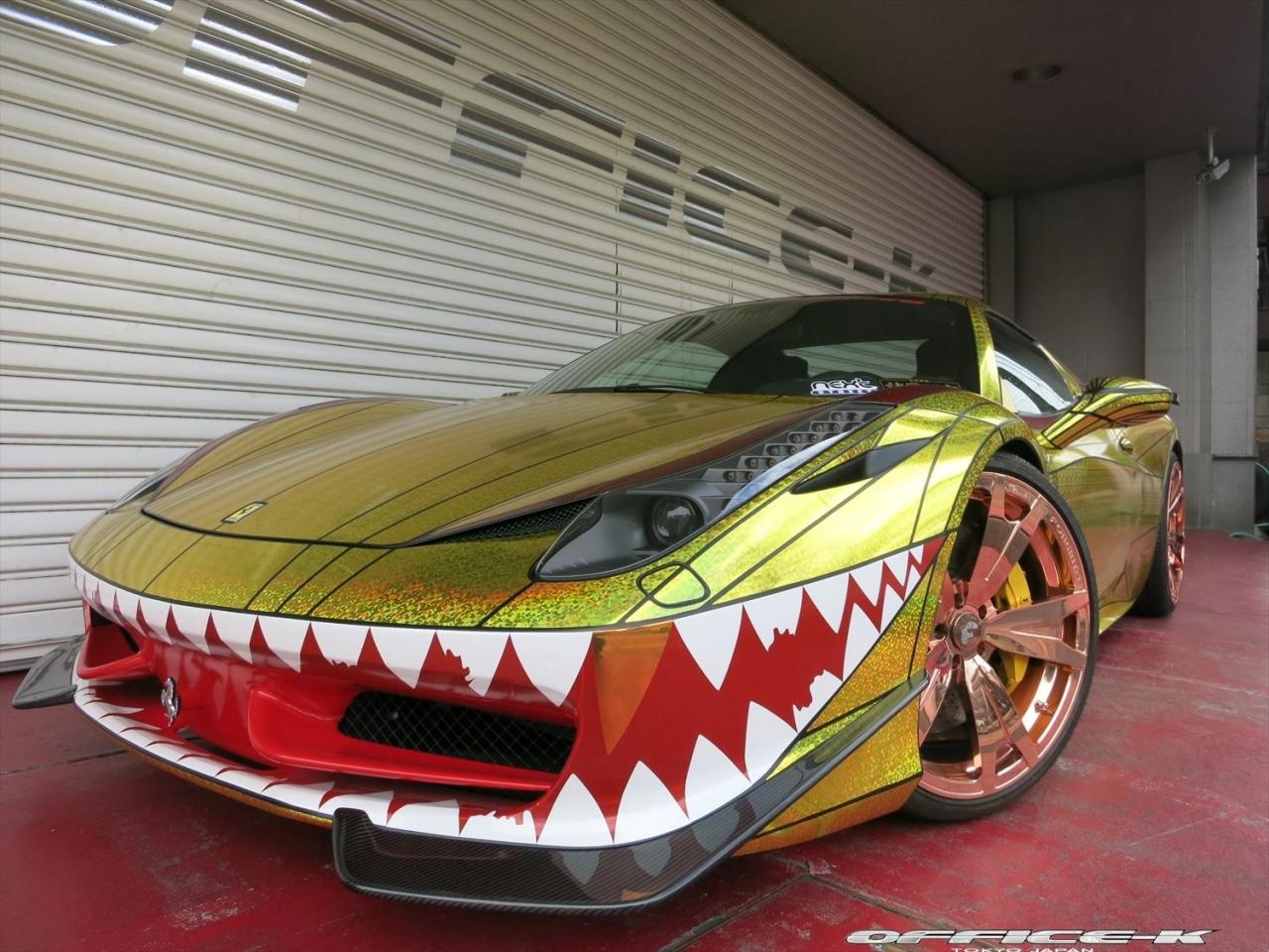 Ferrari 458 Spider Golden Shark by Office-K