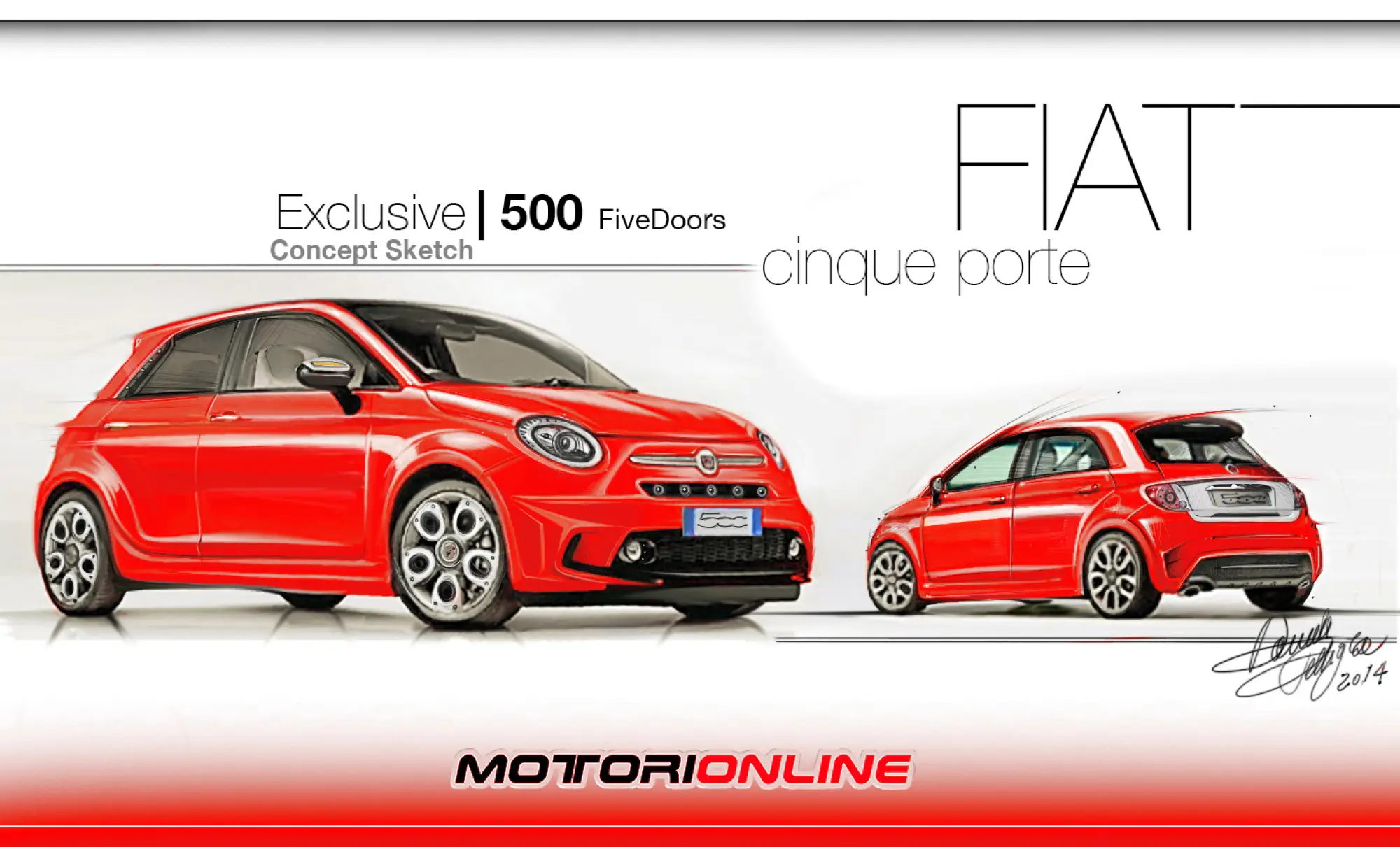 Fiat 500 5 porte - Rendering by Daniele Pelligra - 5