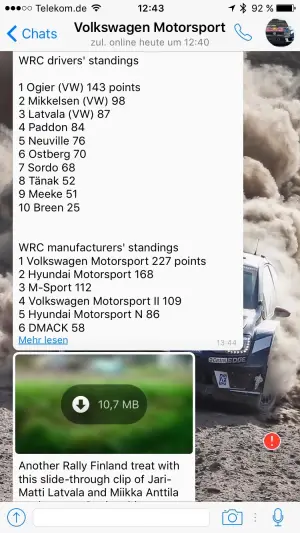 Volkswagen - nuovo servizio su Whats dedicato ai fan del WRC - 1