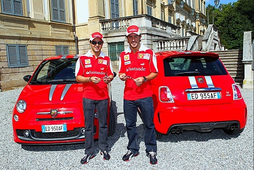 Fernando Alonso, Felipe Massa e le Abarth 695 Tributo Ferrari