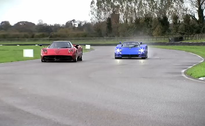 Pagani Zonda e Pagani Huayra in azione in pista una accanto all’altra