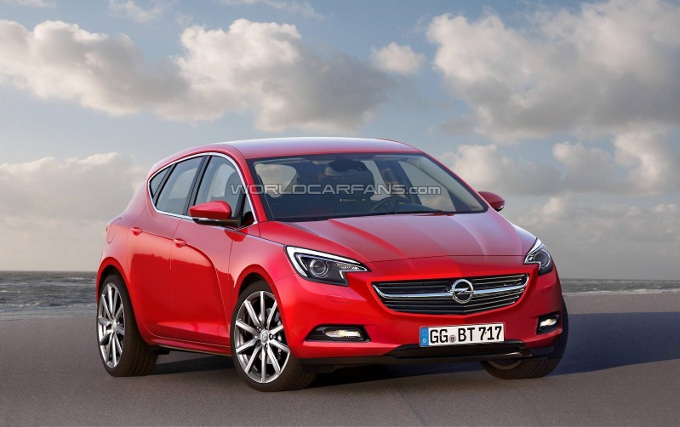 Opel Astra 2016, rendering con elementi influenzati dalla Adam