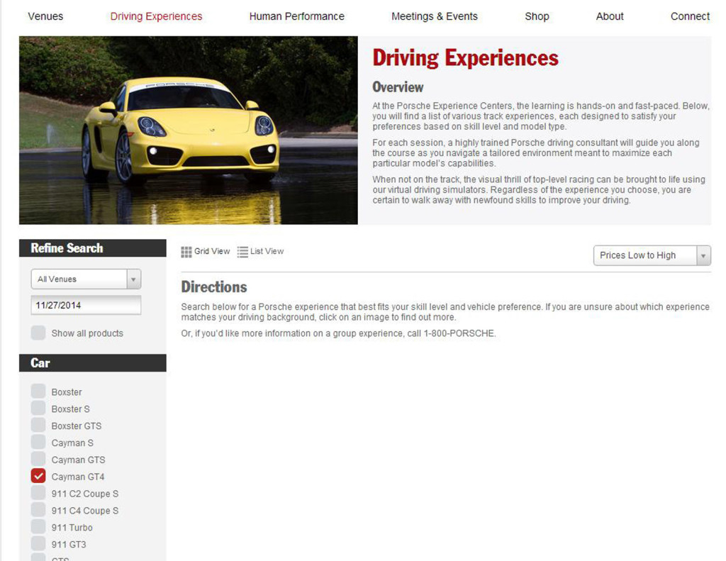 Porsche Cayman GT4, conferma accidentale sul sito Porsche Driving Experience