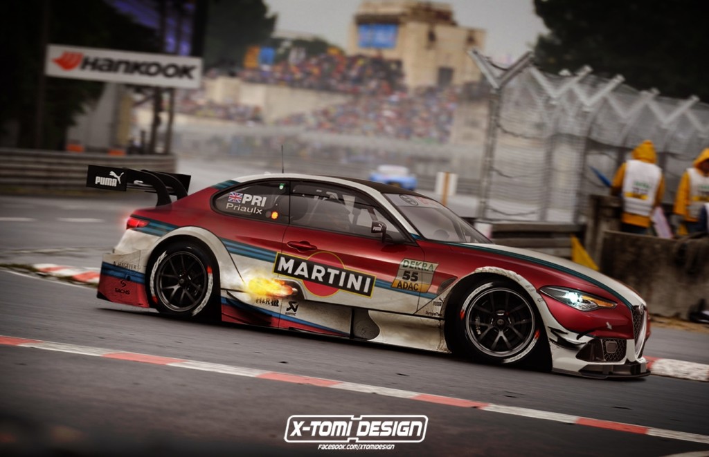 Alfa Romeo Giulia DTM: versione coupé in assetto da corsa [RENDERING]