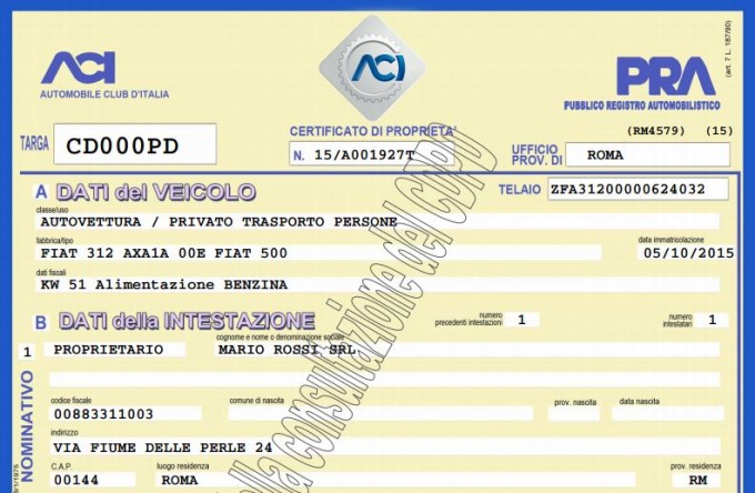 Il Certificato di Proprietà dei veicoli a motore diventa digitale dal 5 ottobre 2015