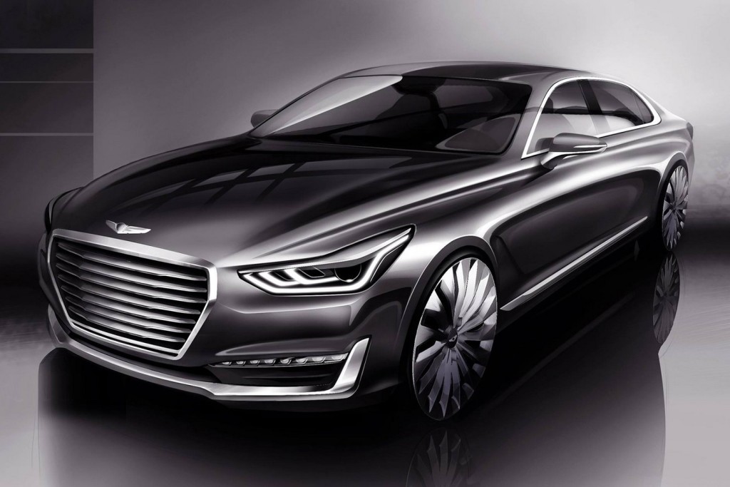 Genesis G90, svelati i primi render della berlina premium del nuovo marchio di lusso di Hyundai