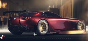 Mazda RX-VISION, aggressività massima con il kit Rocket Bunny [RENDERING]