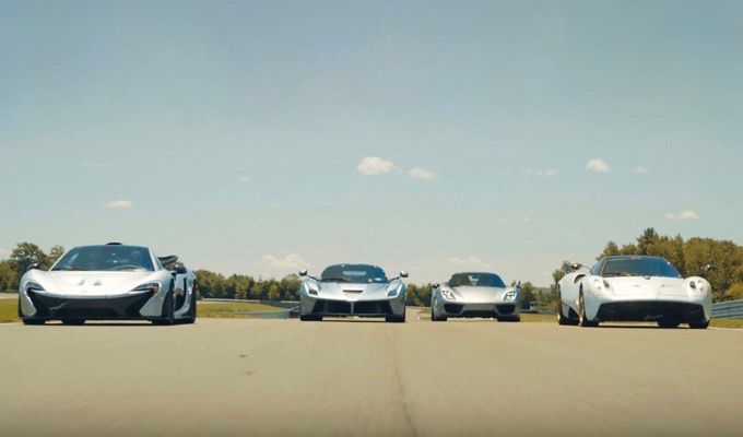 Ferrari LaFerrari, Porsche 918 Spyder, Pagani Huayra e McLaren P1: trionfo di potenza [VIDEO]