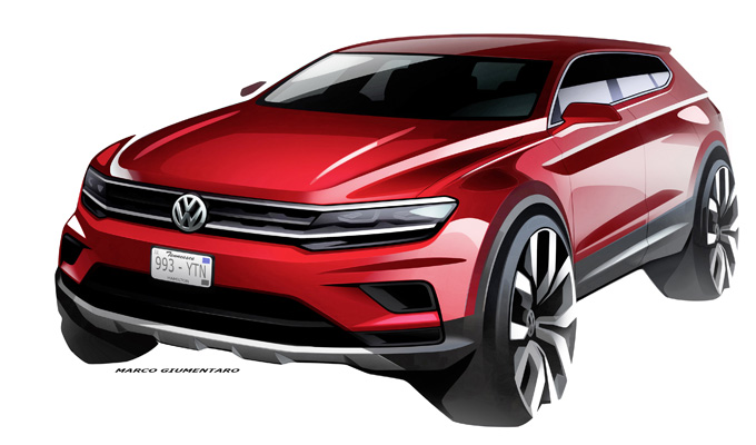 Volkswagen Tiguan Allspace: dimensioni amplificate per il nuovo SUV atteso a Detroit [SKETCH]