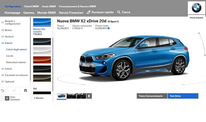 BMW X2, online il configuratore del nuovo SUV compatto