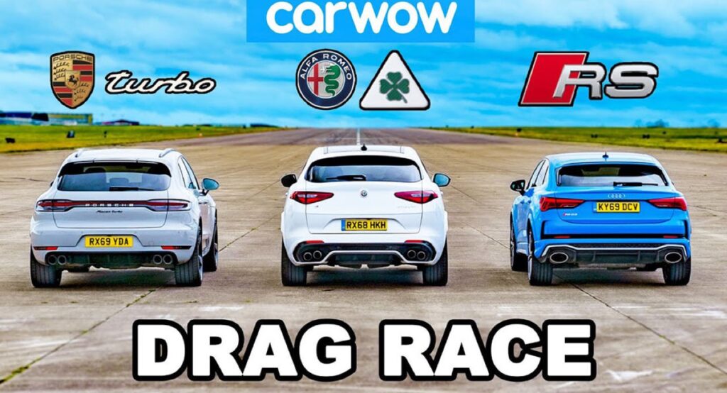 Porsche Macan Turbo vs Alfa Romeo Stelvio Quadrifoglio vs RS Q3: qual è il SUV più veloce?