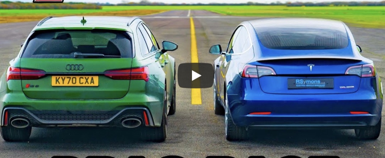 Audi RS6 2020 vs Tesla Model 3 Perfromance: V8 turbo o elettrico, chi vincerà la Drag Race? [VIDEO]
