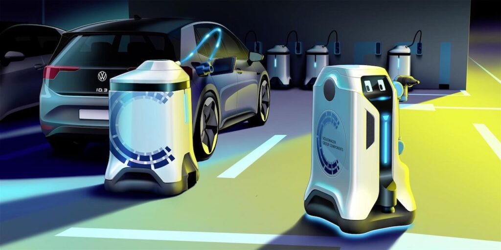 Volkswagen: ecco il robot mobile per la ricarica delle elettriche [VIDEO]