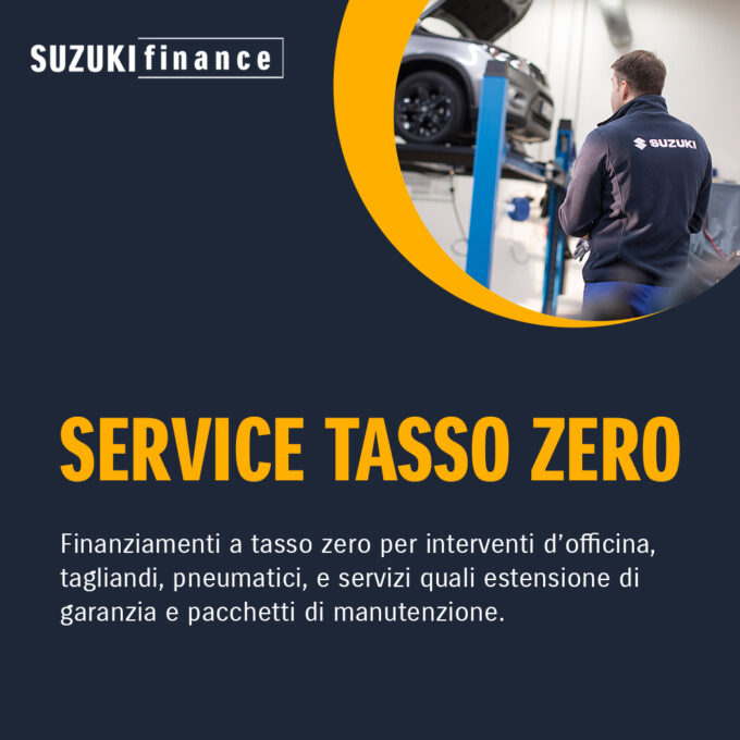 Suzuki lancia Service Tasso Zero, il finanziamento per far fronte a interventi d’officina e tagliandi
