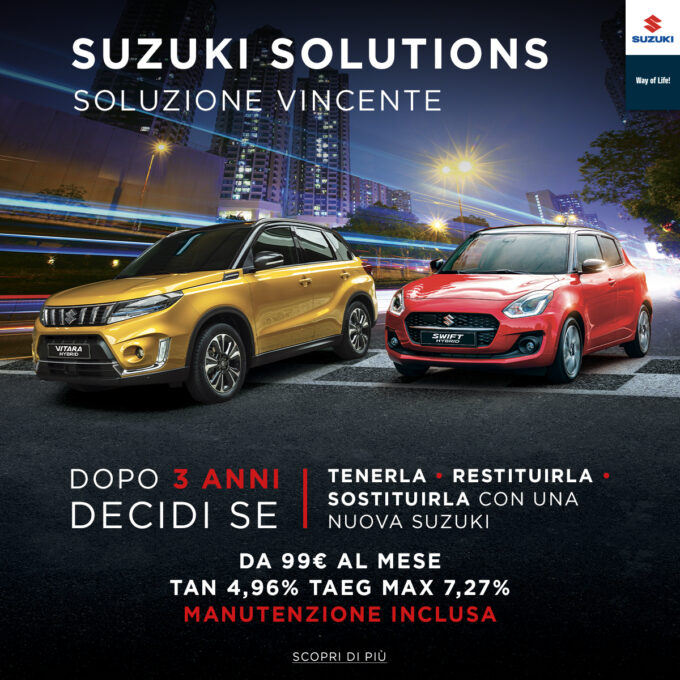 Suzuki Solutions: nuovo piano finanziario a 48 mesi e con tre tagliandi in omaggio