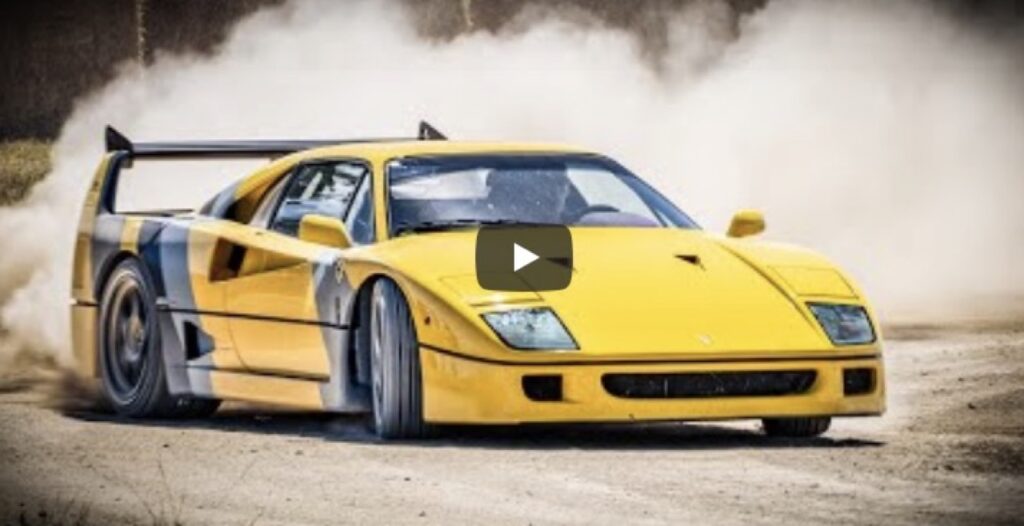 Ferrari F40: l’iconica supercar tutta di traverso sullo sterrato [VIDEO]