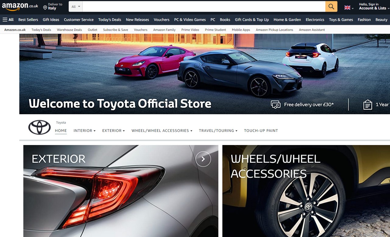 Toyota e Lexus: aperto lo store su Amazon, ma solo in UK