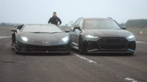 Audi RS6 modificata sfida una Lamborghini Aventador SVJ in una drag race [VIDEO]