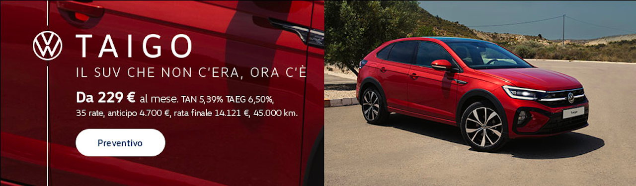 Volkswagen Taigo offerta finanziamento aprile 2022