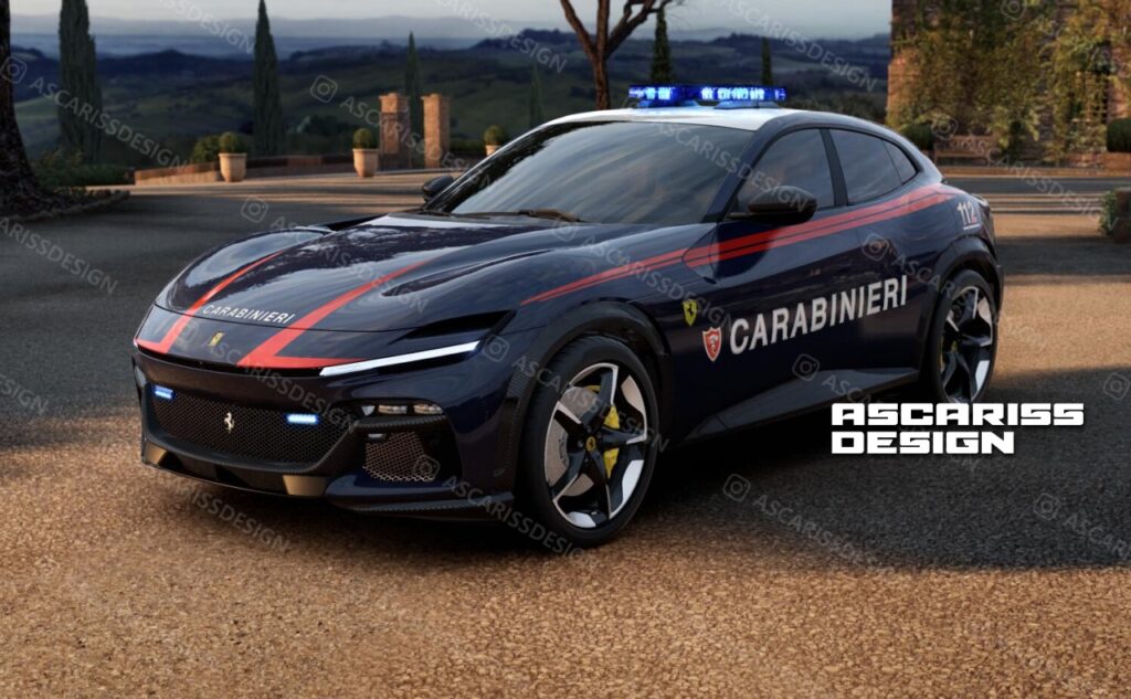 Ferrari Purosangue: in versione Carabinieri in un render