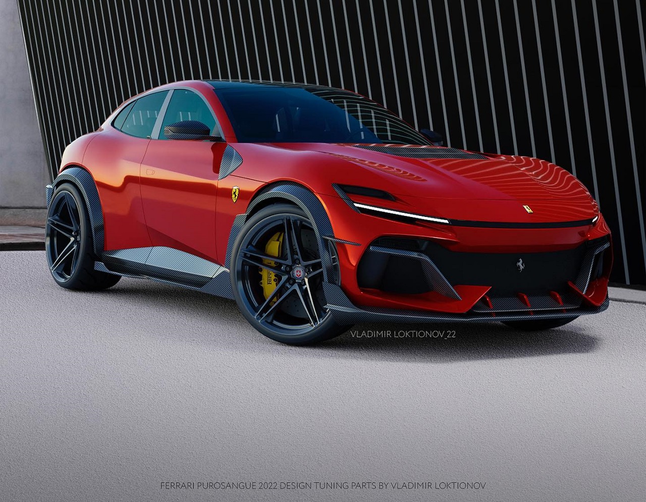 Ferrari Purosangue: body kit in carbonio e a ruote larghe