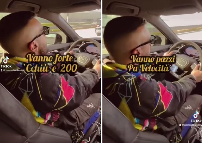 Corse in auto a 200 km/h con sottofondo neomelodico “a tema”: la nuova folle moda di TikTok [VIDEO]