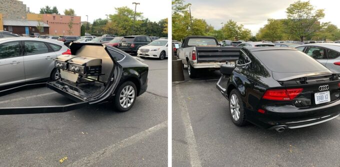 Il posteriore dell’Audi A7 Sportback diventa un perfetto rimorchio con barbecue