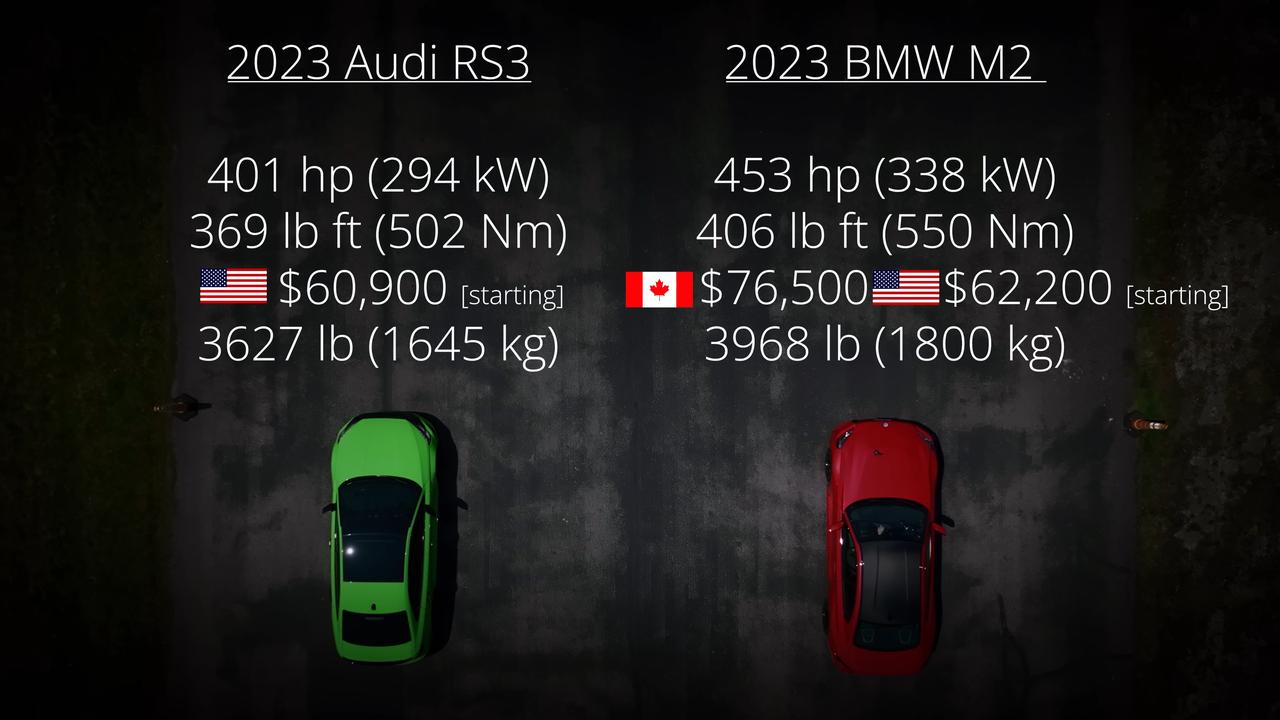 BMW M2 vs Audi RS 3 drag race