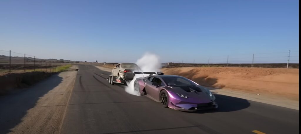 Lamborghini Huracán biturbo da 1200 CV rimorchia un’altra Lamborghini [VIDEO]