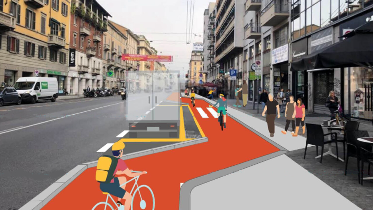 Milano: via ai lavori della nuova pista ciclabile in Corso Buenos Aires