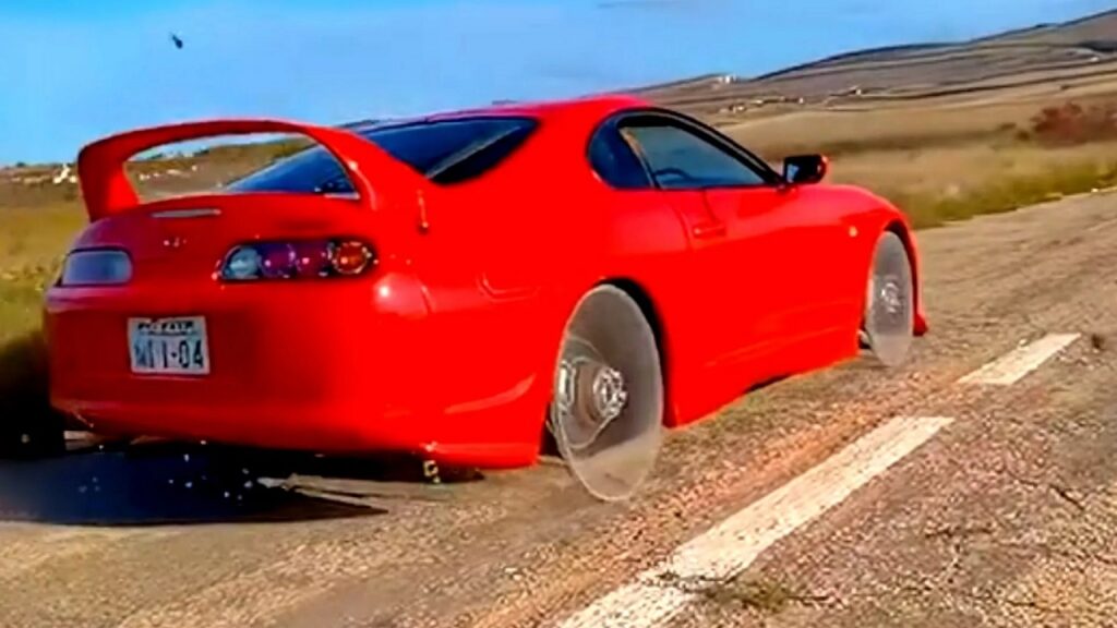 Toyota Supra sfida la fisica con ruote trasparenti in un video di TikTok