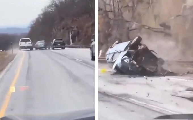 Tenta il sorpasso in tutti i modi ma perde il controllo dell’auto e si ribalta [VIDEO]