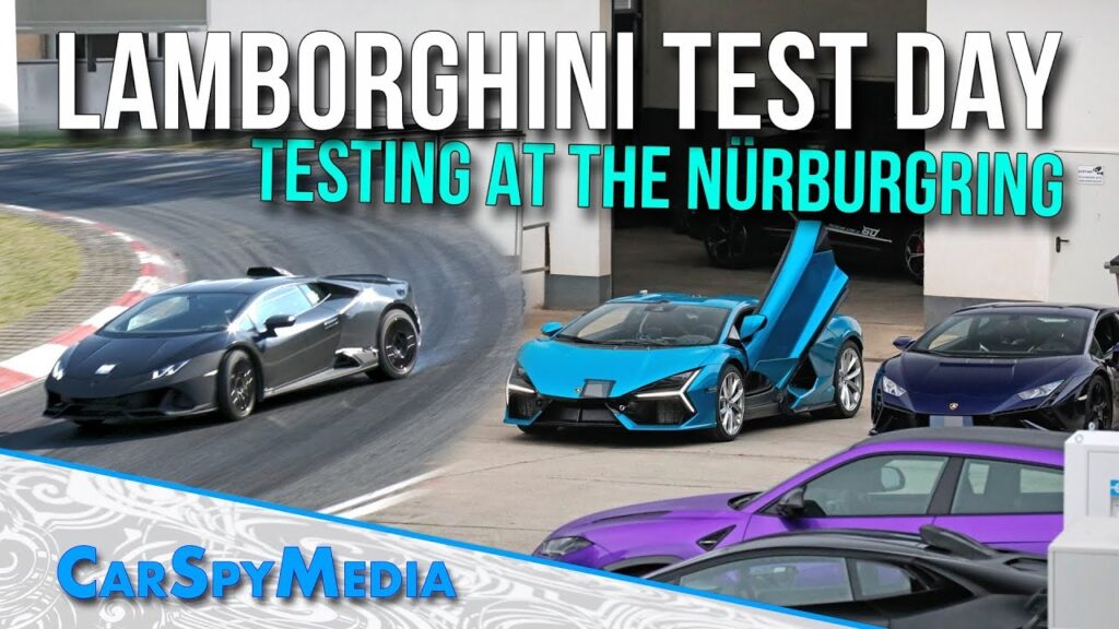 Lamborghini Test Day al Nürburgring con Huracan Sterrato, Tecnica, Revuelto e Urus PHEV [VIDEO SPIA]