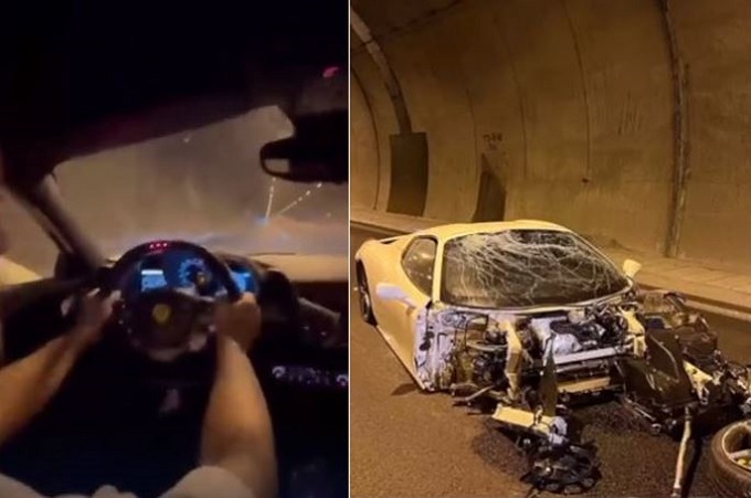 Si lancia a folle velocità con la Ferrari in autostrada e si schianta in galleria: l’incidente in diretta social [VIDEO]