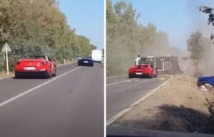 Due morti sulla Ferrari in Sardegna: le immagini del folle doppio sorpasso che ha provocato l’incidente [VIDEO]