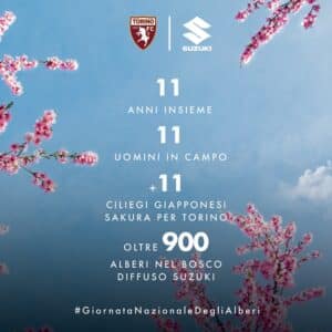 Suzuki e Torino FC celebrano la Giornata Nazionale degli Alberi donando alla città di Torino 11 ciliegi giapponesi