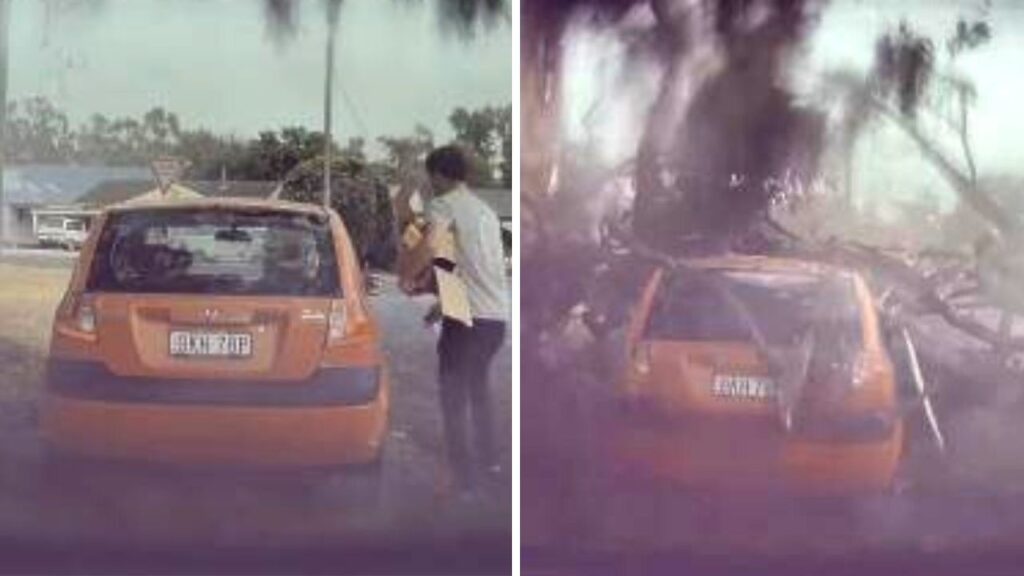 Fulmine colpisce auto: uomo si salva per un soffio [VIDEO]