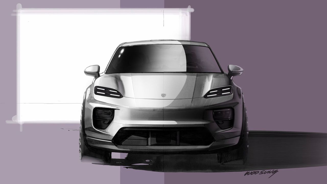 Porsche Macan 2024: il design del SUV elettrico nei bozzetti