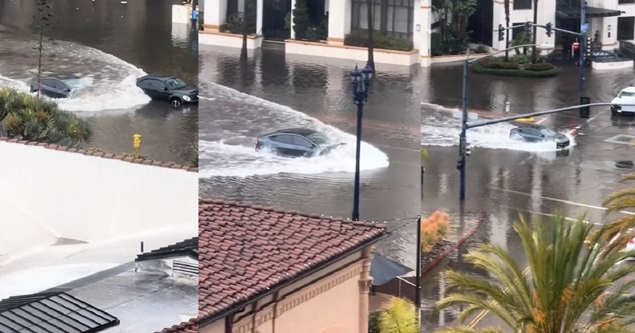 Tesla Model 3 attraversa senza problemi una strada completamente allagata [VIDEO]