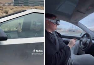Guidano la Tesla indossando il visore Apple Vision Pro: le assurde scene da futuro distopico [VIDEO]