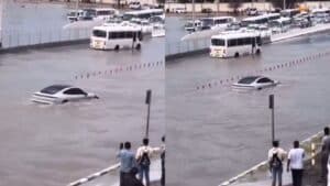 Porsche Taycan mostra di cosa è capace durante l’alluvione a Dubai [VIDEO]
