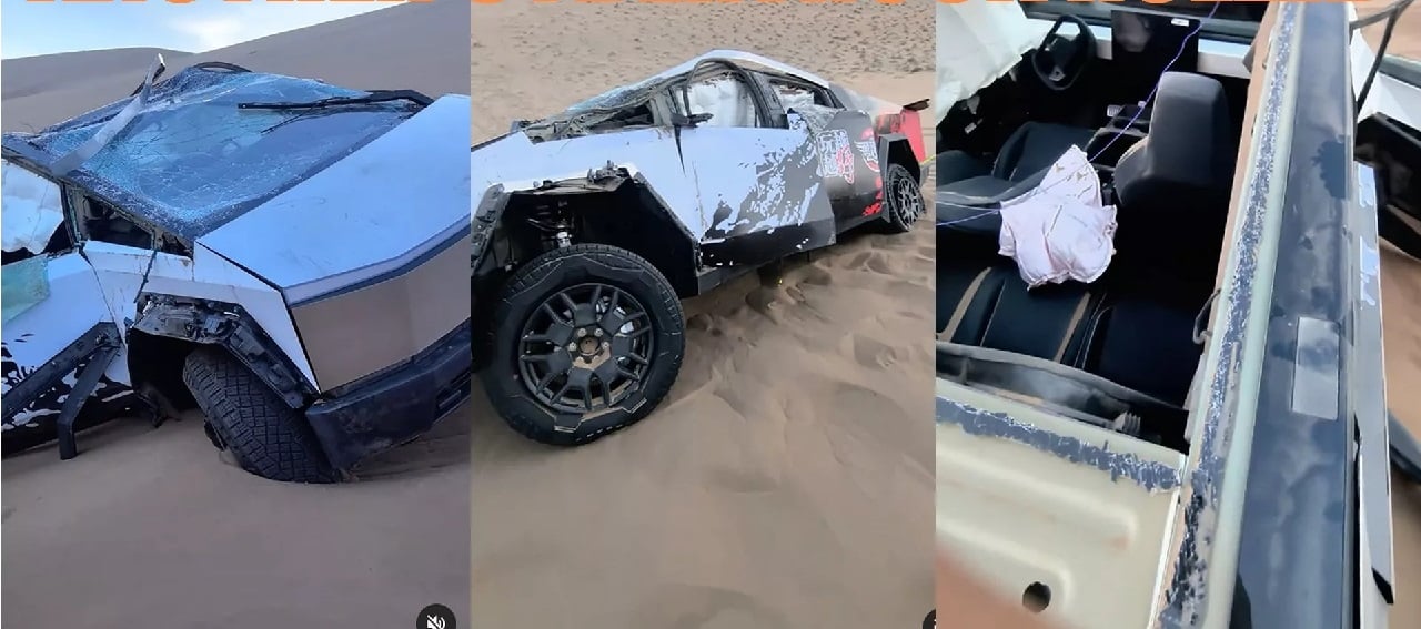 Tesla Cybertruck: nuovo ribaltamento sulle dune del deserto per il pickup di Elon Musk [VIDEO]