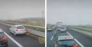 Automobilista beccato dalla Polizia a sorpassare sulla corsia di emergenza [VIDEO]