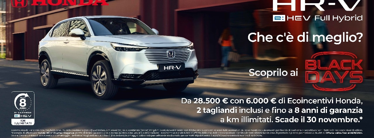 I Black Days Honda tornano con una nuova promozione dedicata ad HR-V