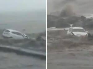 Bomba d’acqua in Sicilia: auto in mare a Riposto [VIDEO]