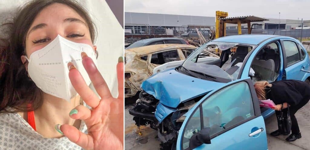 Auto in bilico sul cavalcavia, donna sospesa a testa in giù si salva grazie a Siri