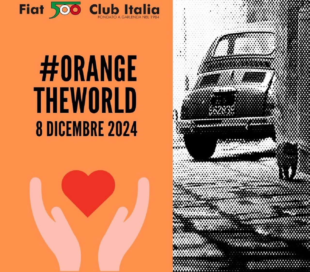 Fiat 500 Club Italia l’8 dicembre esporrà una 500 rossa contro la violenza di genere