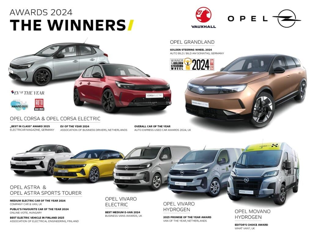 I modelli Opel si sono aggiudicati numerosi premi nel 2024