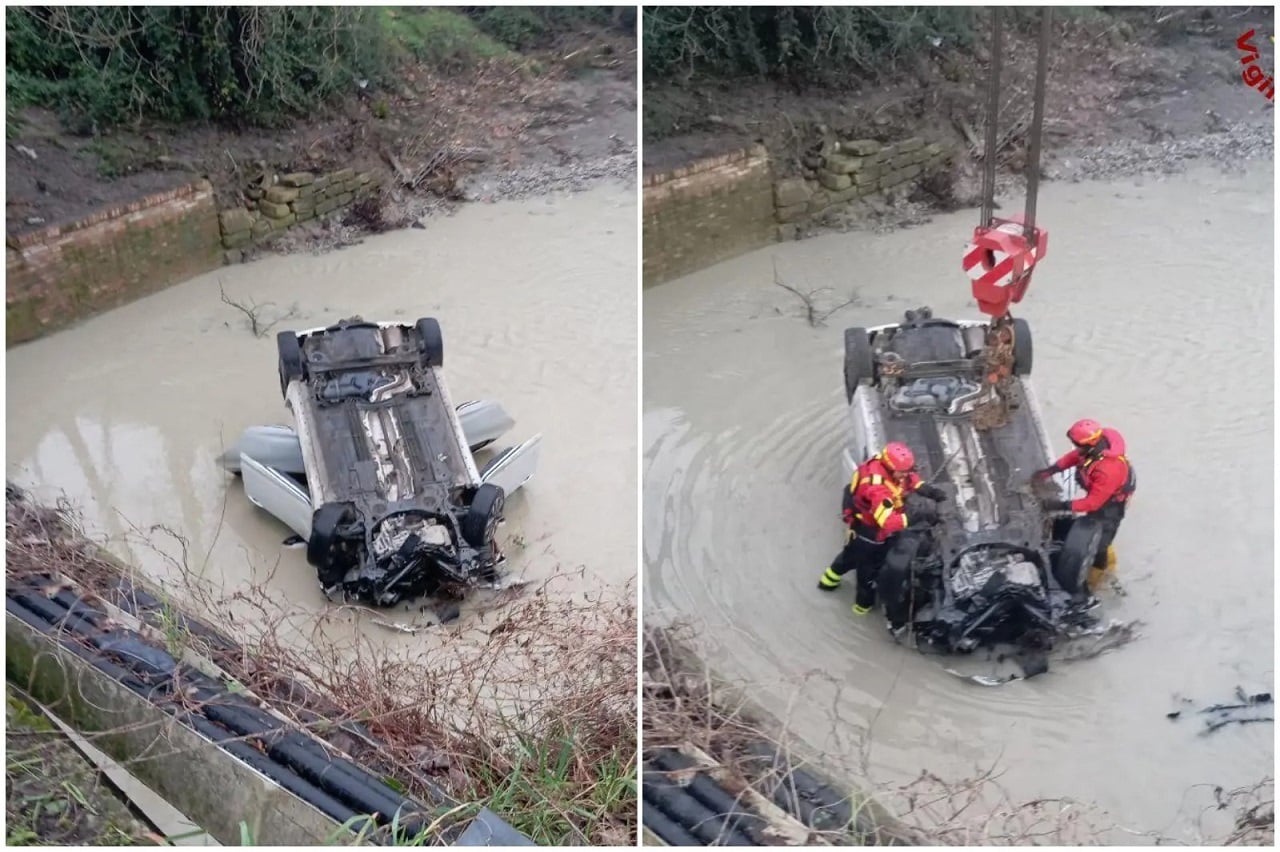 Bologna: auto vola dal cavalcavia e si ribalta nel torrente: morta una donna