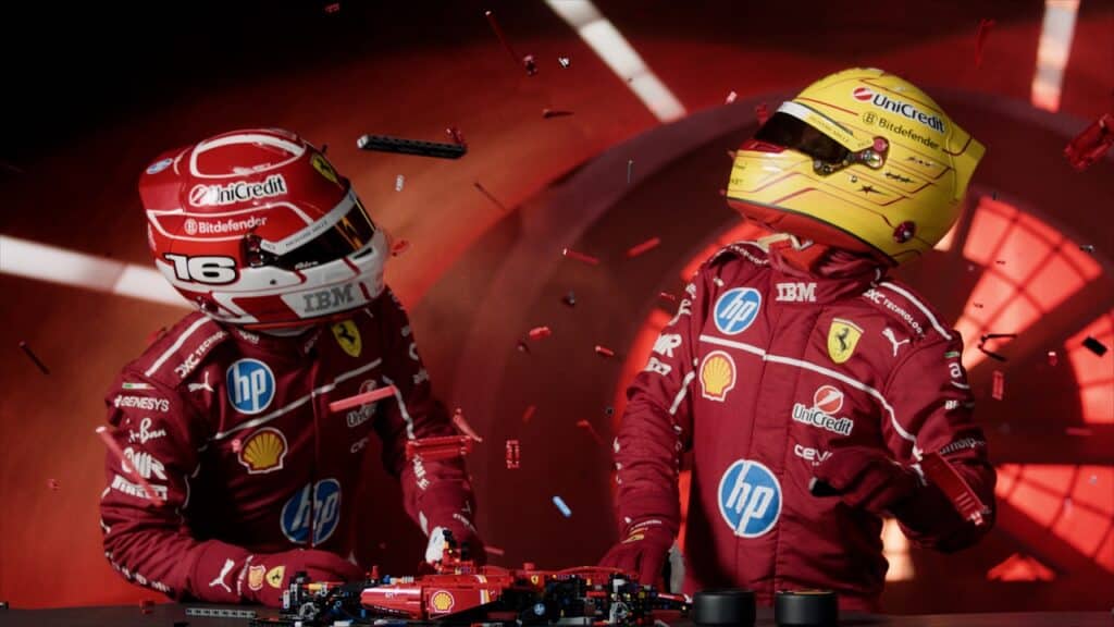 Ferrari SF-24 F1 Lego: Hamilton e Leclerc la costruiscono nella galleria del vento [VIDEO]